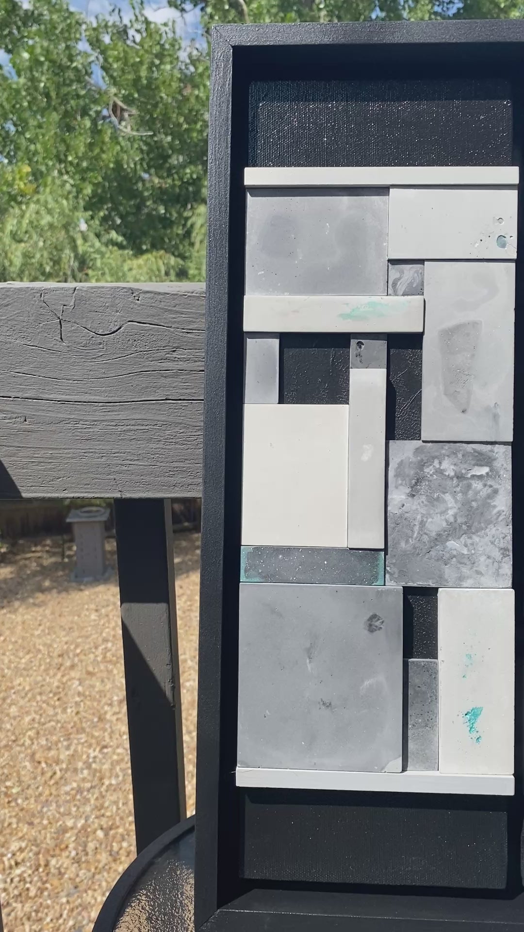 Outdoor video of Ocean’s Memory, showing how natural light enhances shimmer and depth in the mosaic tiles.